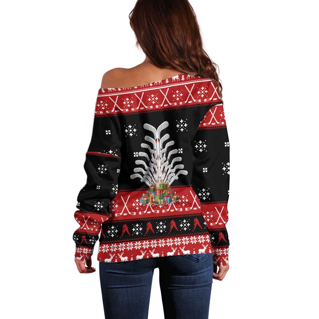 Hockey Is Back Christmas Off Shoulder Sweater Xmas Holiday Patterns - Wonder Print Shop