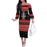 Hockey Is Back Christmas Off The Shoulder Long Sleeve Dress Xmas Holiday Patterns - Wonder Print Shop