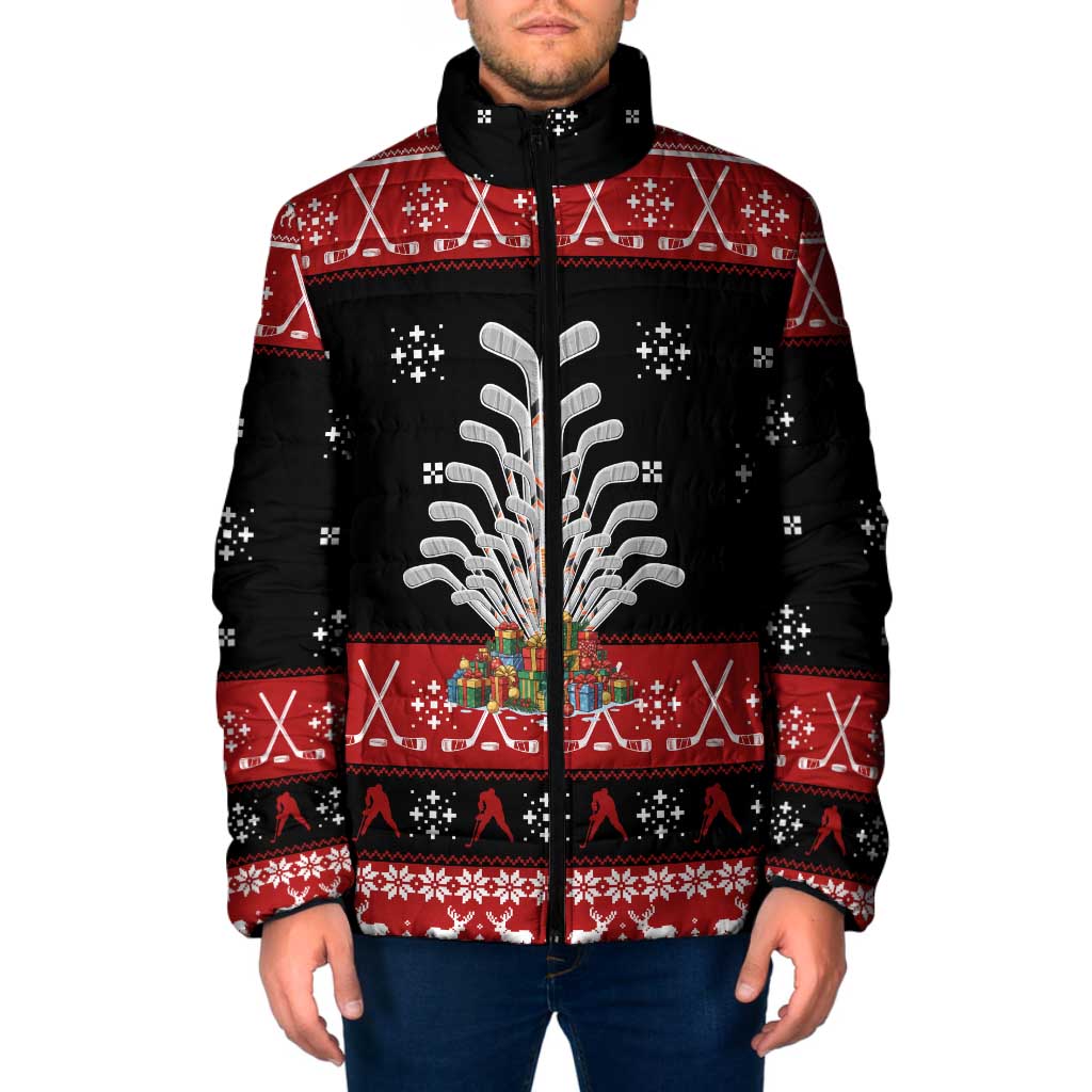 Hockey Is Back Christmas Padded Jacket Xmas Holiday Patterns - Wonder Print Shop