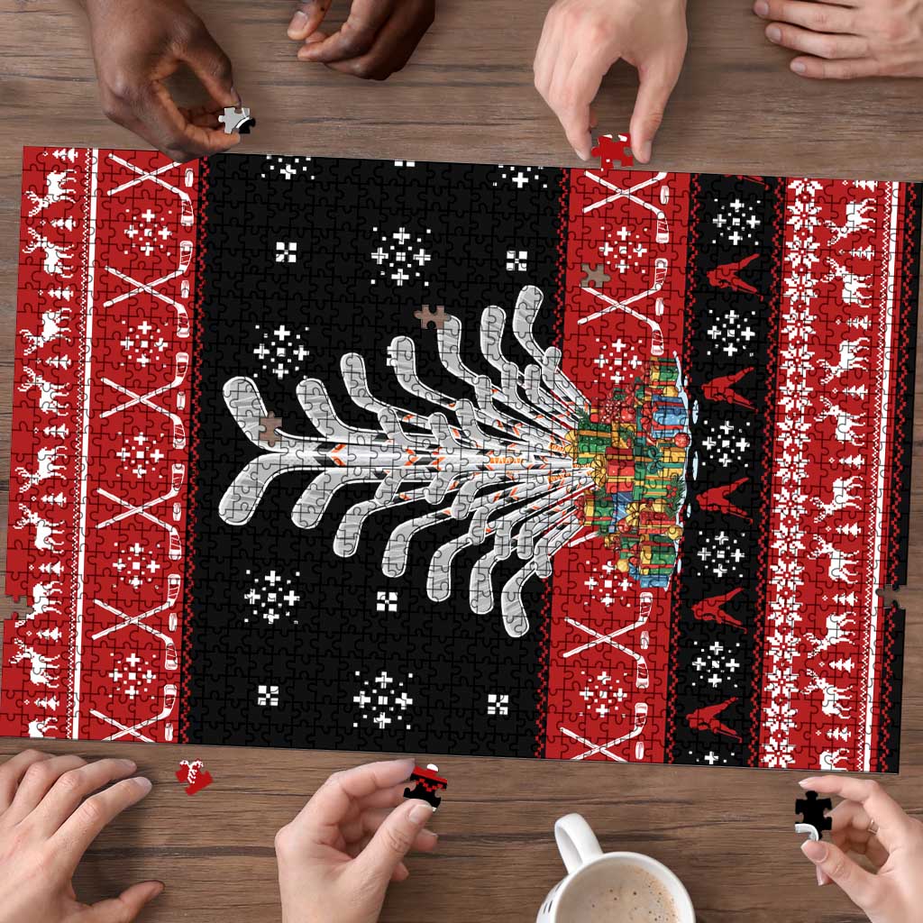 Hockey Is Back Christmas Puzzle Xmas Holiday Patterns - Wonder Print Shop