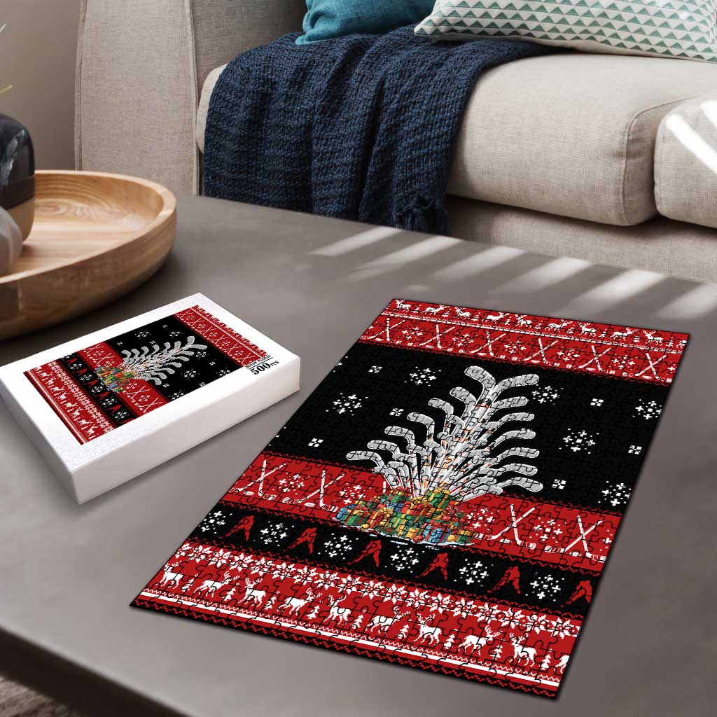 Hockey Is Back Christmas Puzzle Xmas Holiday Patterns - Wonder Print Shop