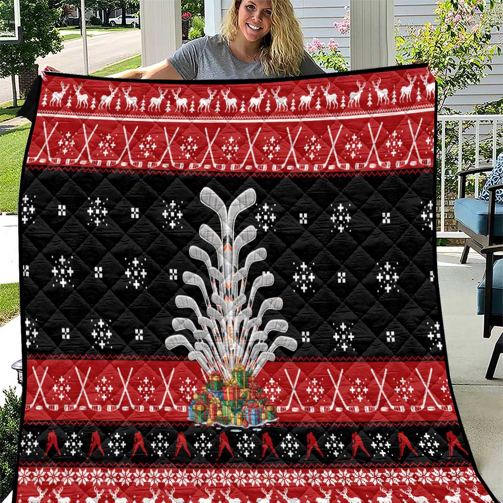 Hockey Is Back Christmas Quilt Xmas Holiday Patterns - Wonder Print Shop