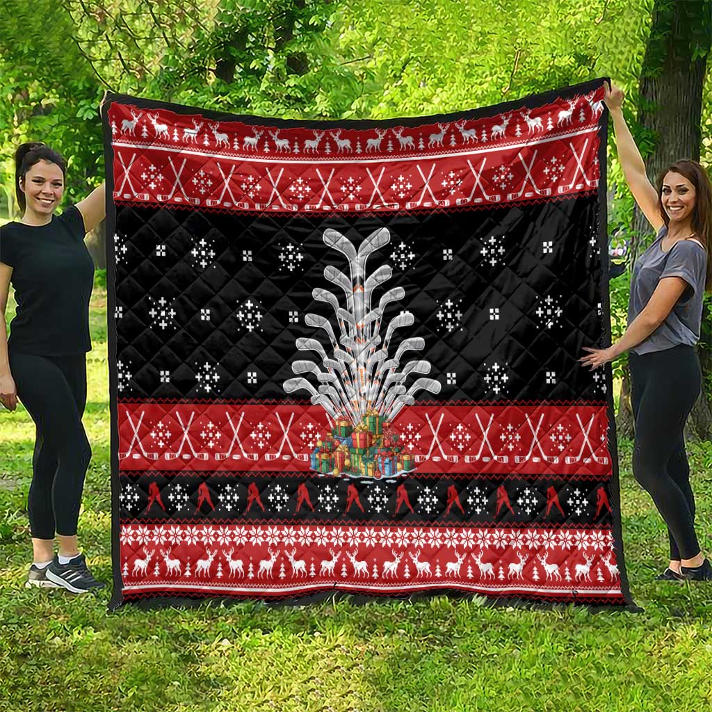 Hockey Is Back Christmas Quilt Xmas Holiday Patterns - Wonder Print Shop