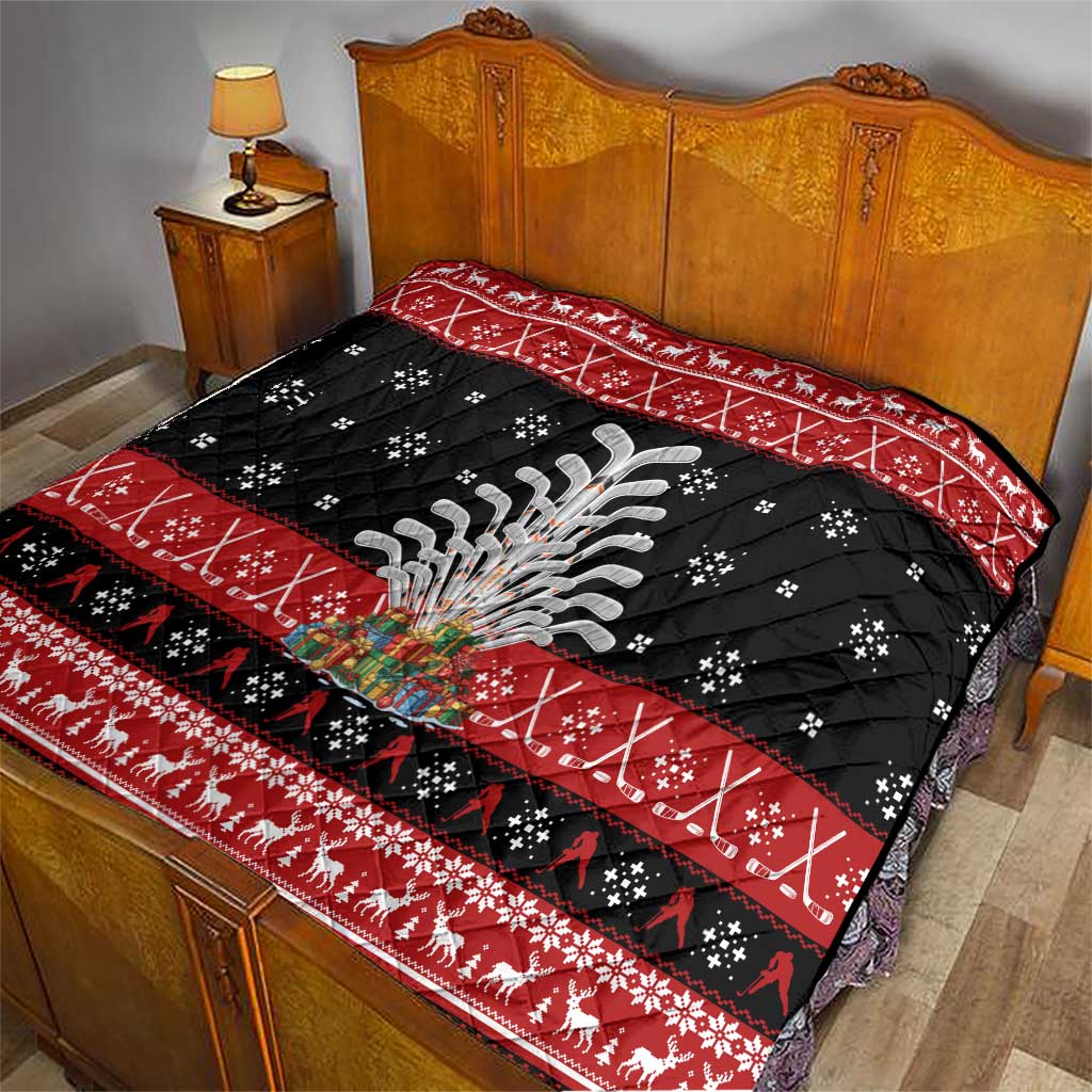 Hockey Is Back Christmas Quilt Xmas Holiday Patterns - Wonder Print Shop
