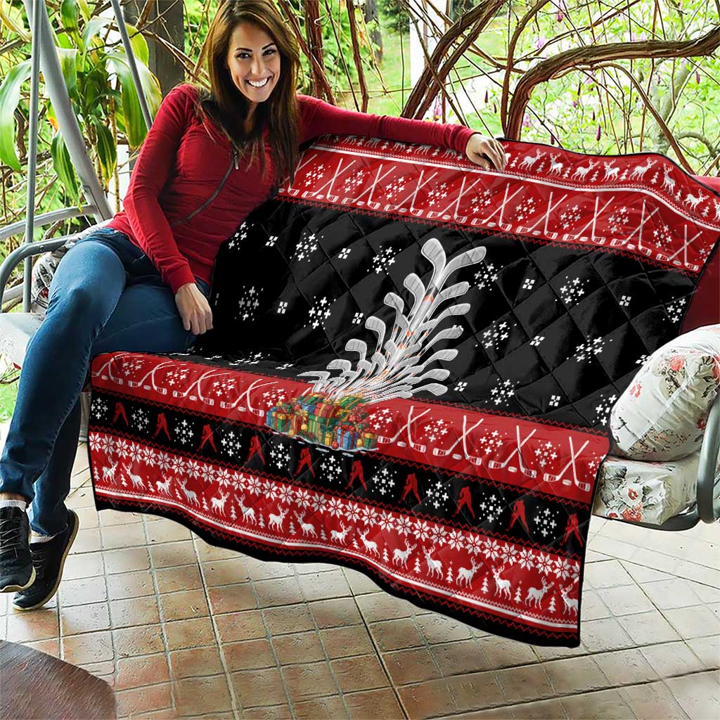 Hockey Is Back Christmas Quilt Xmas Holiday Patterns - Wonder Print Shop