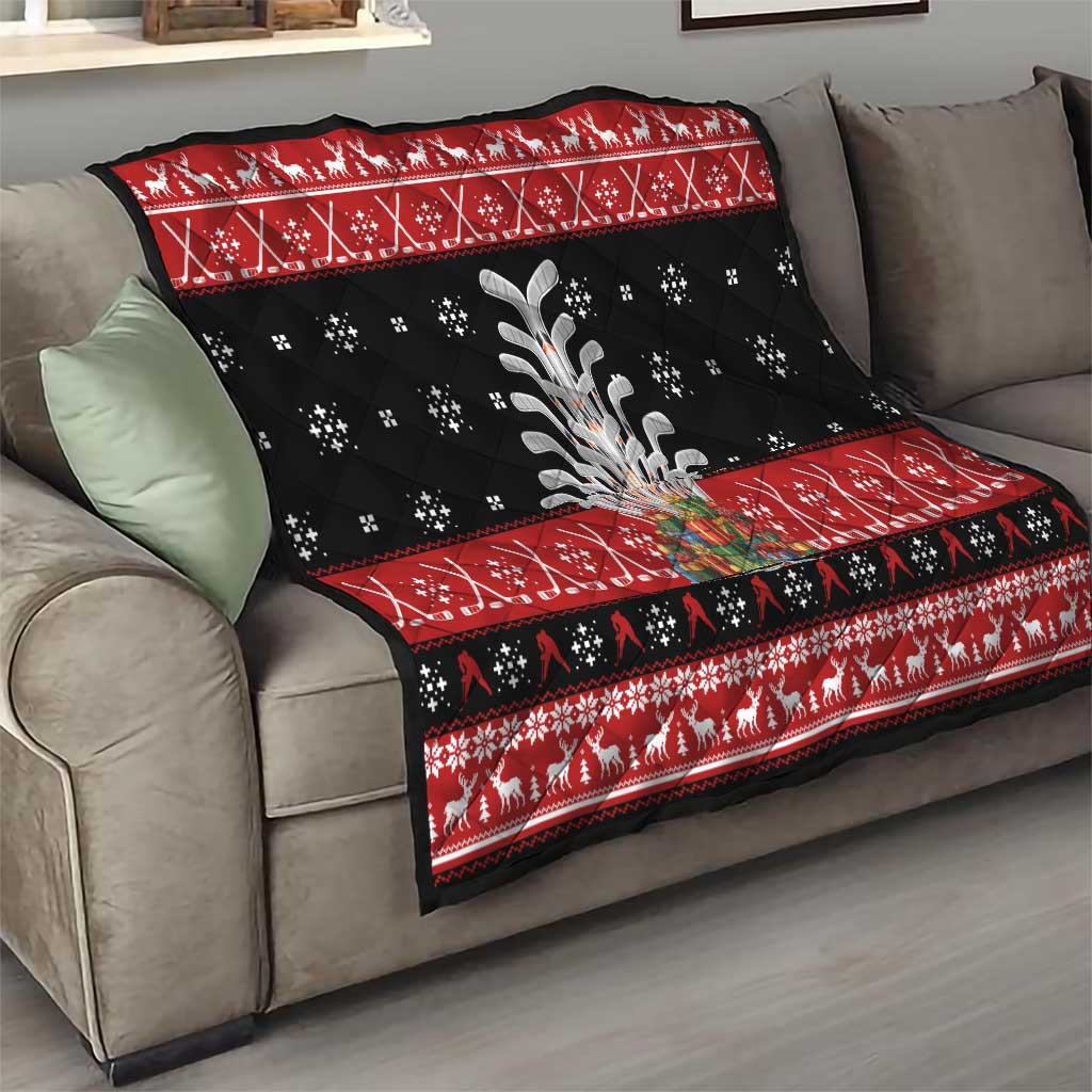 Hockey Is Back Christmas Quilt Xmas Holiday Patterns - Wonder Print Shop