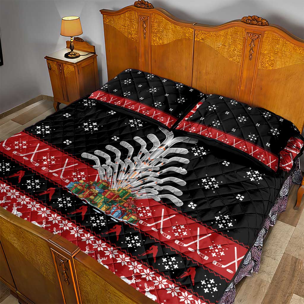Hockey Is Back Christmas Quilt Bed Set Xmas Holiday Patterns - Wonder Print Shop