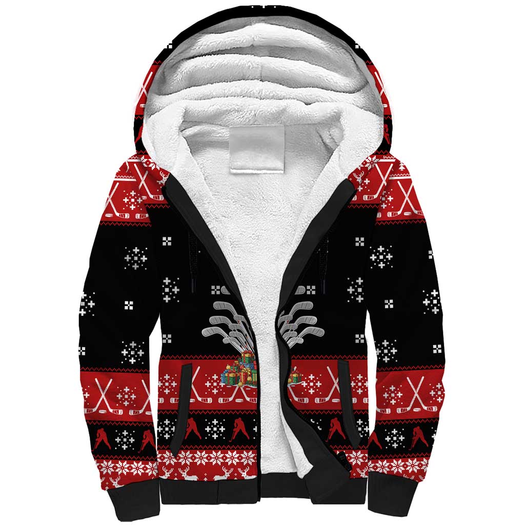 Hockey Is Back Christmas Sherpa Hoodie Xmas Holiday Patterns - Wonder Print Shop