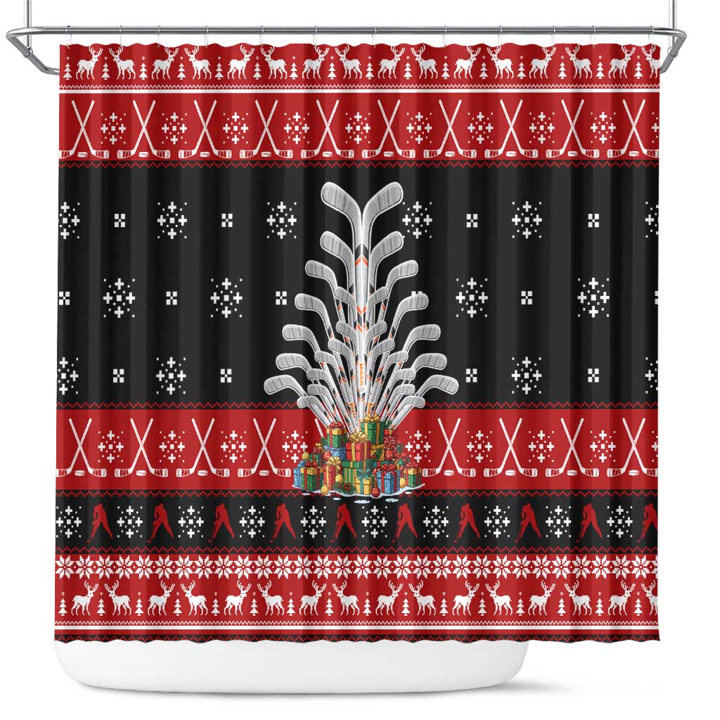 Hockey Is Back Christmas Shower Curtain Xmas Holiday Patterns - Wonder Print Shop