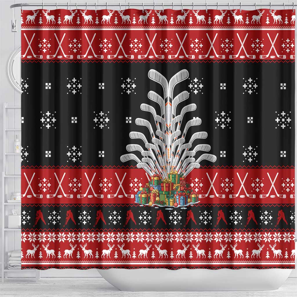 Hockey Is Back Christmas Shower Curtain Xmas Holiday Patterns - Wonder Print Shop