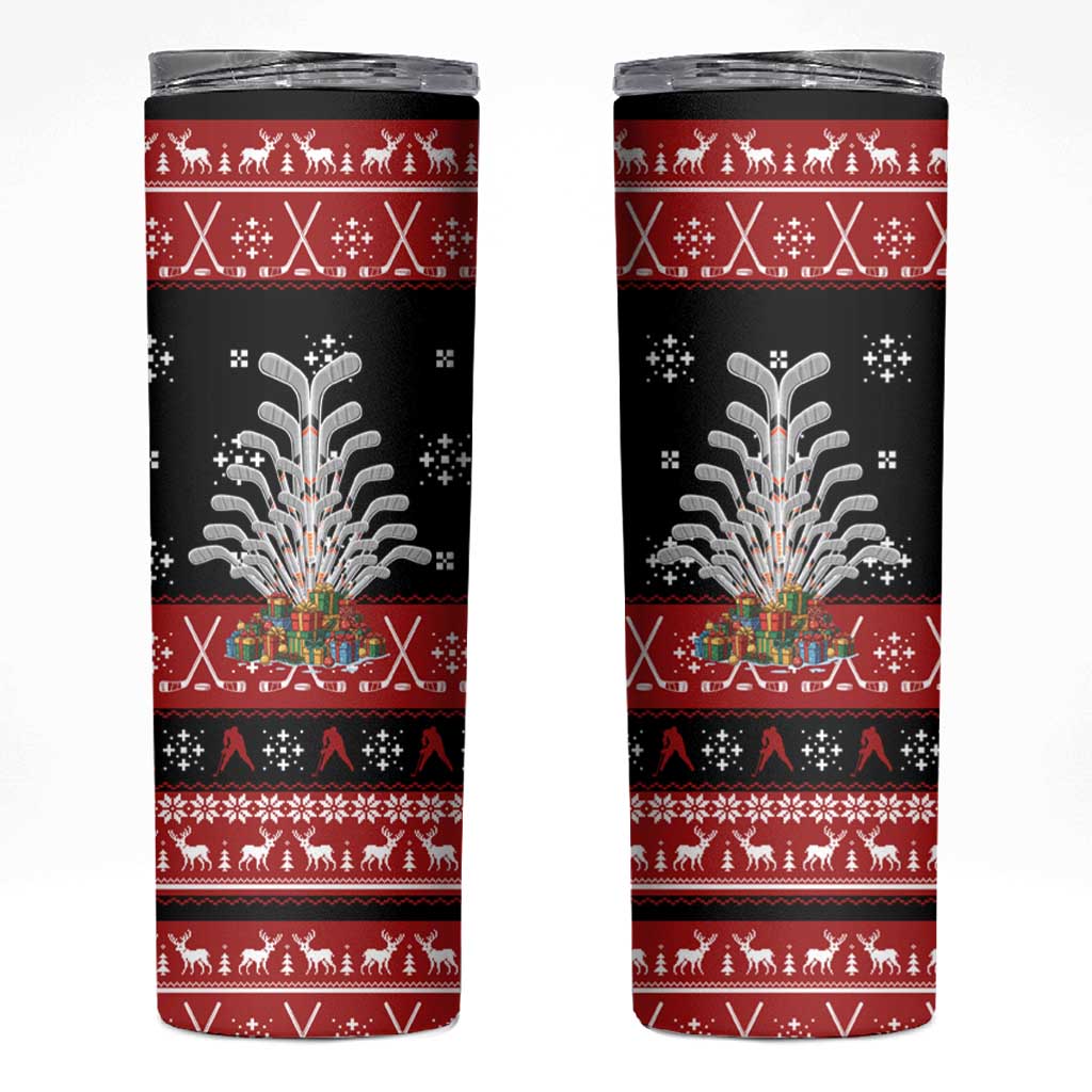 Hockey Is Back Christmas Skinny Tumbler Xmas Holiday Patterns - Wonder Print Shop