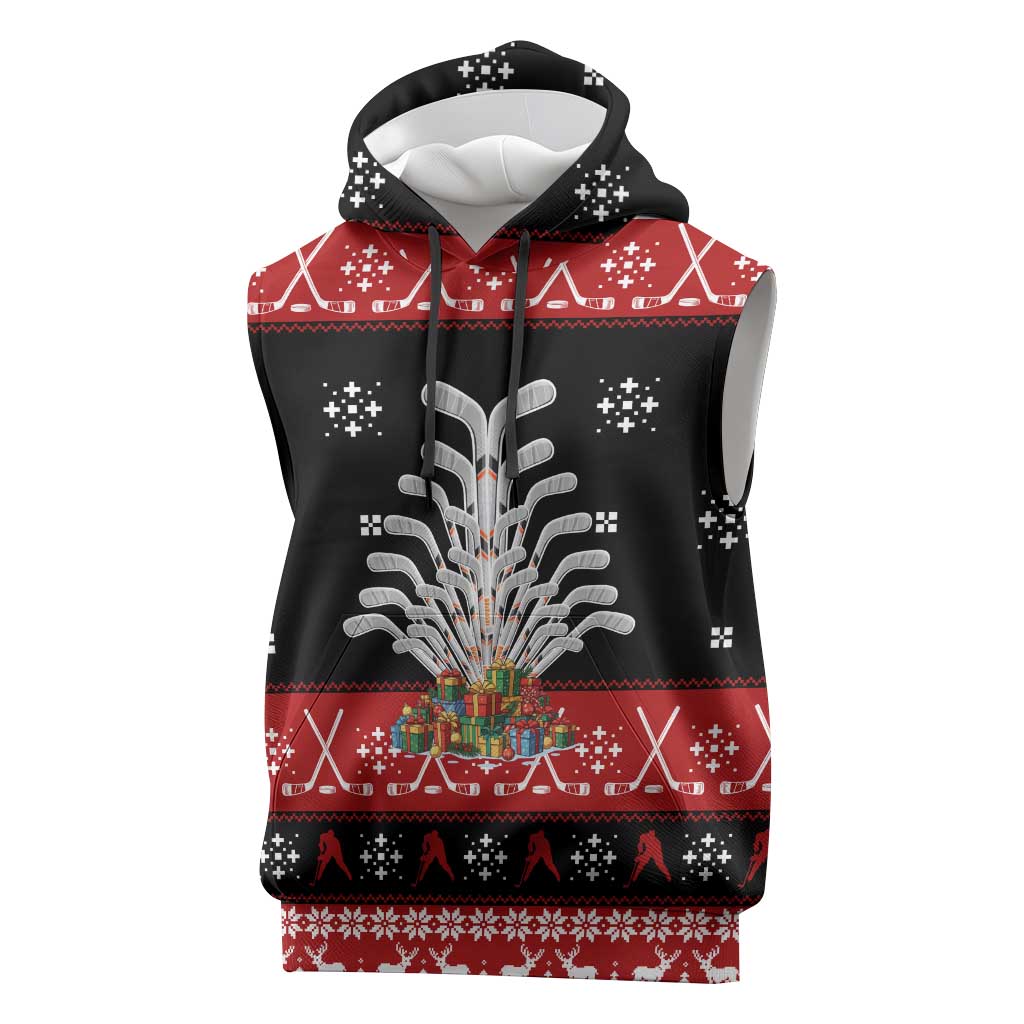 Hockey Is Back Christmas Sleeveless Hoodie Xmas Holiday Patterns - Wonder Print Shop
