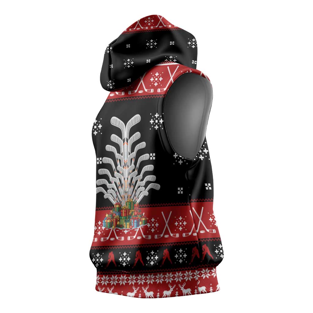 Hockey Is Back Christmas Sleeveless Hoodie Xmas Holiday Patterns - Wonder Print Shop