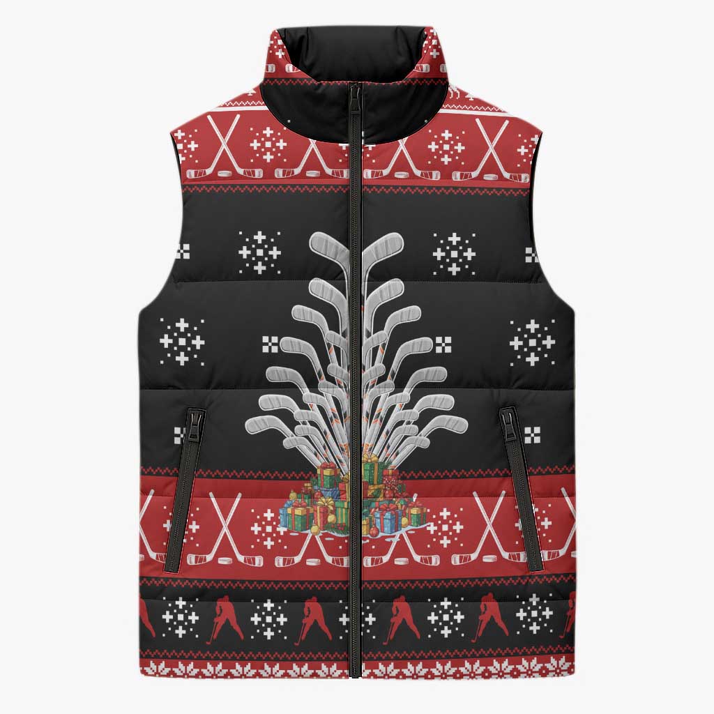 Hockey Is Back Christmas Sleeveless Puffer Jacket Xmas Holiday Patterns - Wonder Print Shop