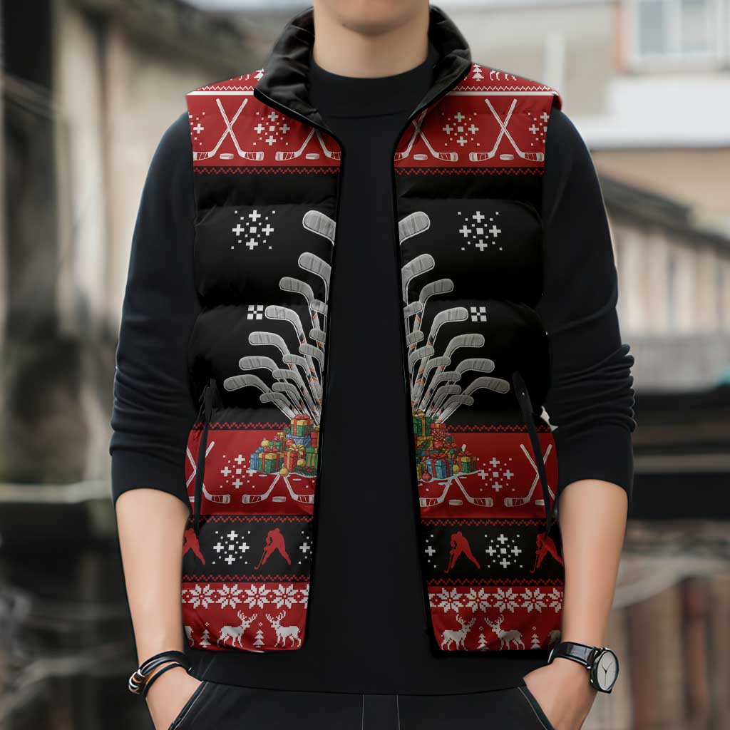 Hockey Is Back Christmas Sleeveless Puffer Jacket Xmas Holiday Patterns - Wonder Print Shop