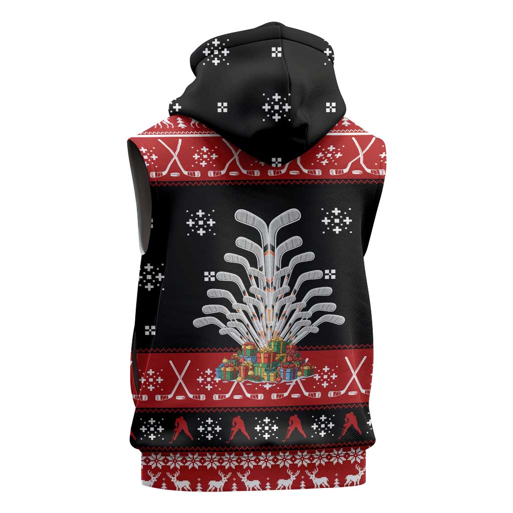 Hockey Is Back Christmas Sleeveless Zip Hoodie Xmas Holiday Patterns - Wonder Print Shop