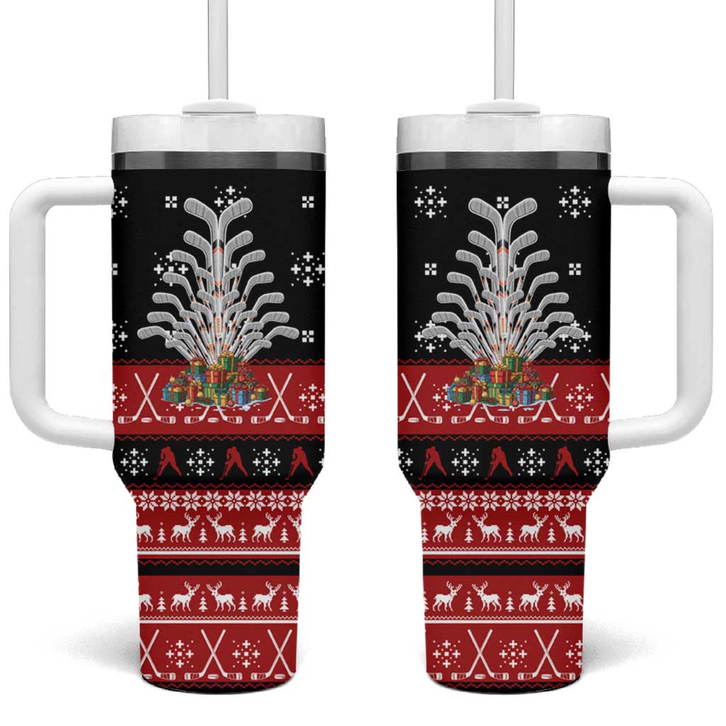 Hockey Is Back Christmas Tumbler With Handle Xmas Holiday Patterns - Wonder Print Shop