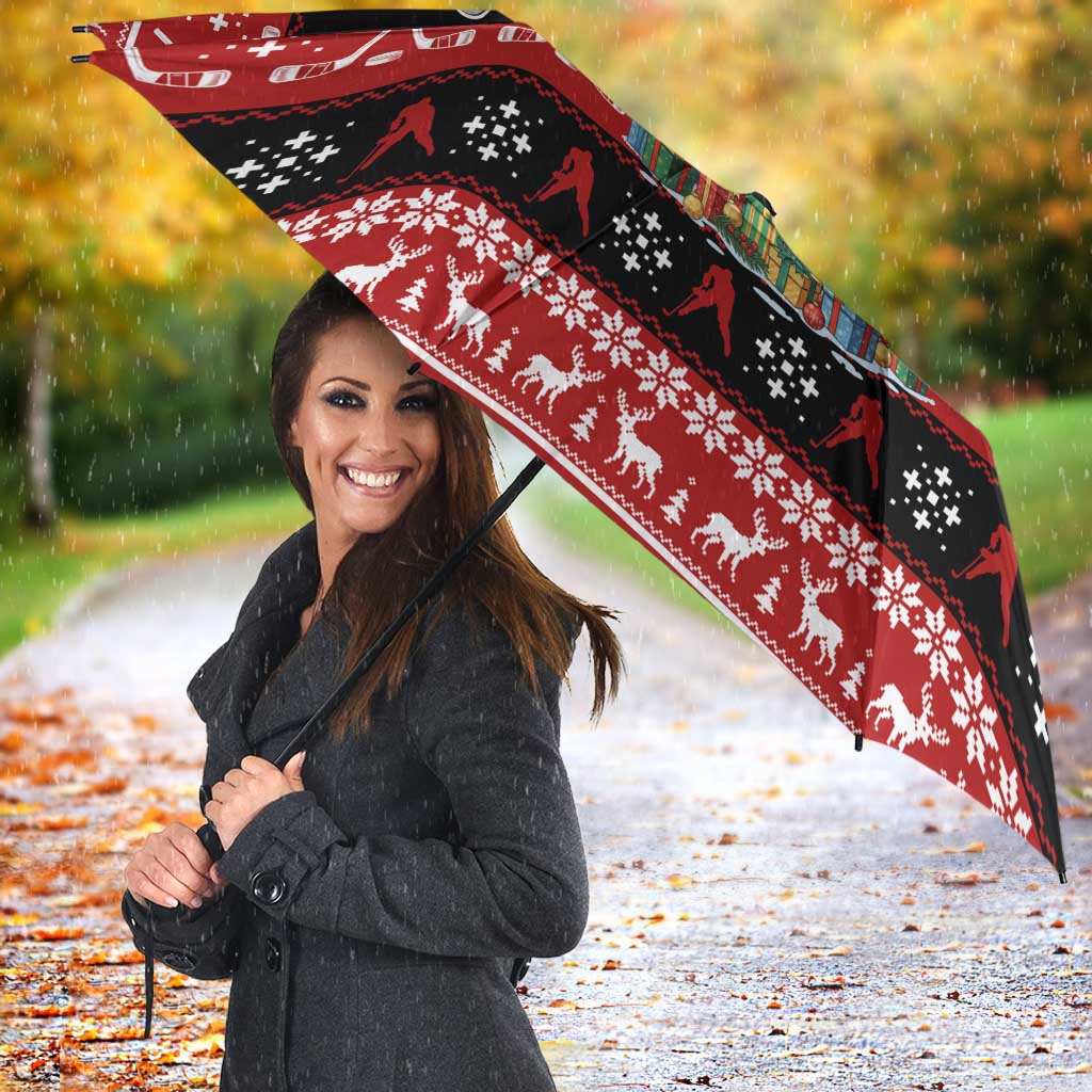 Hockey Is Back Christmas Umbrella Xmas Holiday Patterns - Wonder Print Shop