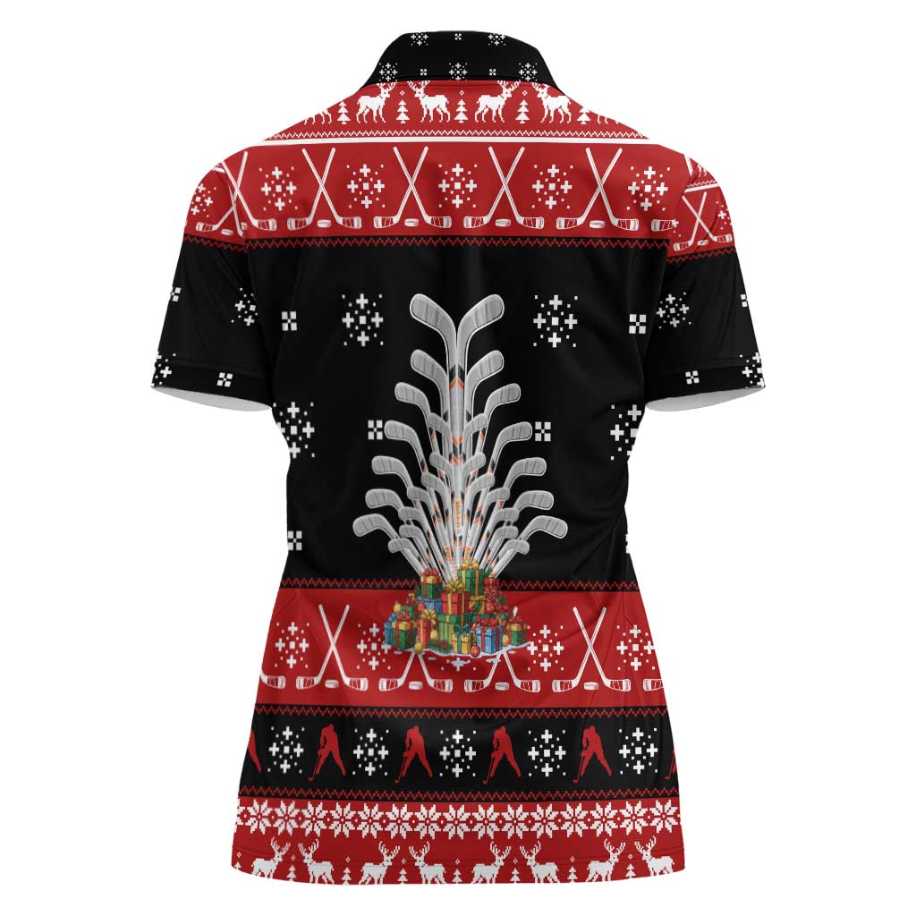 Hockey Is Back Christmas Women Polo Shirt Xmas Holiday Patterns - Wonder Print Shop