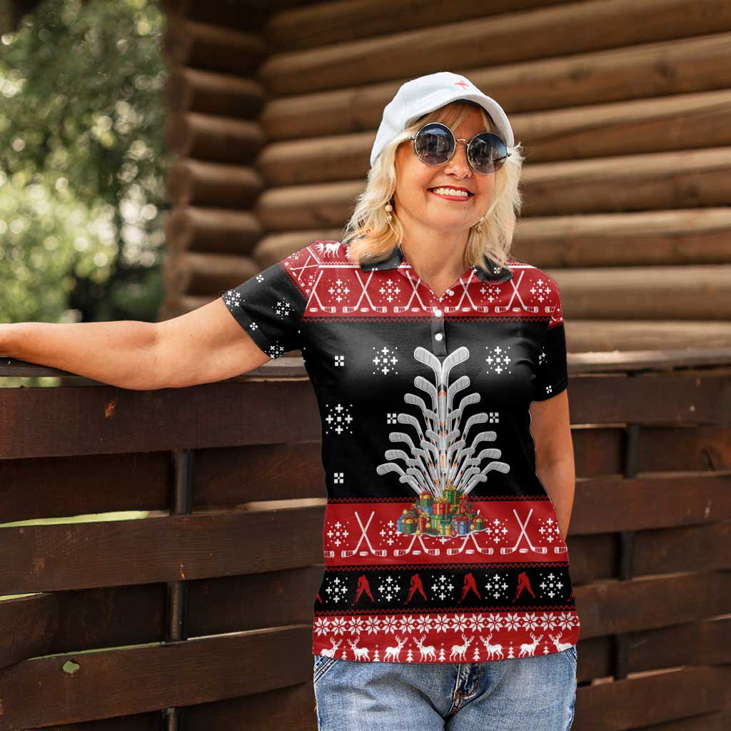 Hockey Is Back Christmas Women Polo Shirt Xmas Holiday Patterns - Wonder Print Shop