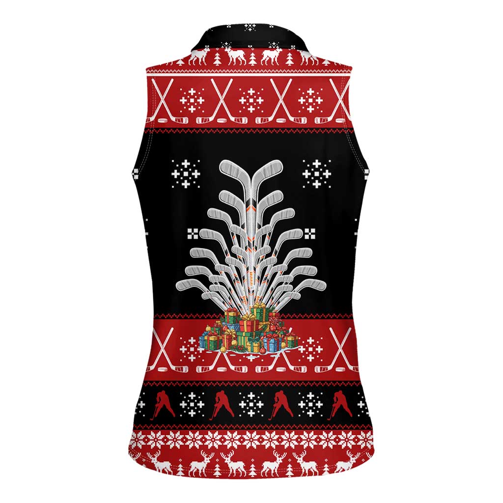 Hockey Is Back Christmas Women Sleeveless Polo Shirt Xmas Holiday Patterns - Wonder Print Shop