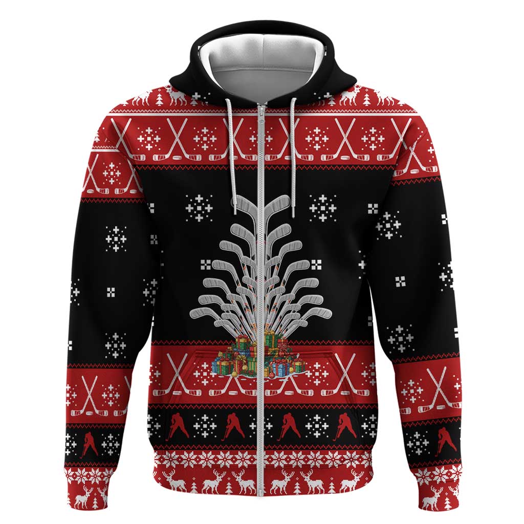 Hockey Is Back Christmas Zip Hoodie Xmas Holiday Patterns - Wonder Print Shop