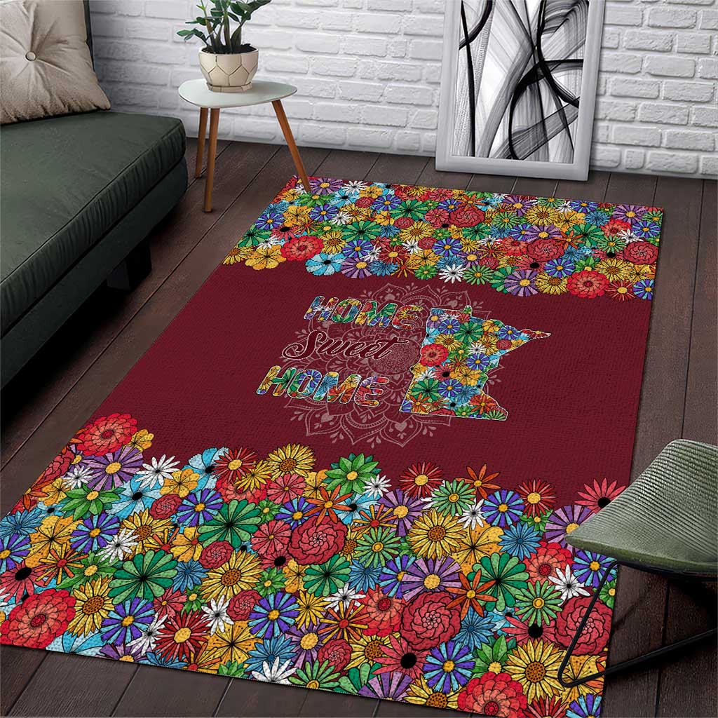 Home Sweet Home Minnesota Flower Christmas Area Rug Xmas Holiday Patterns - Wonder Print Shop
