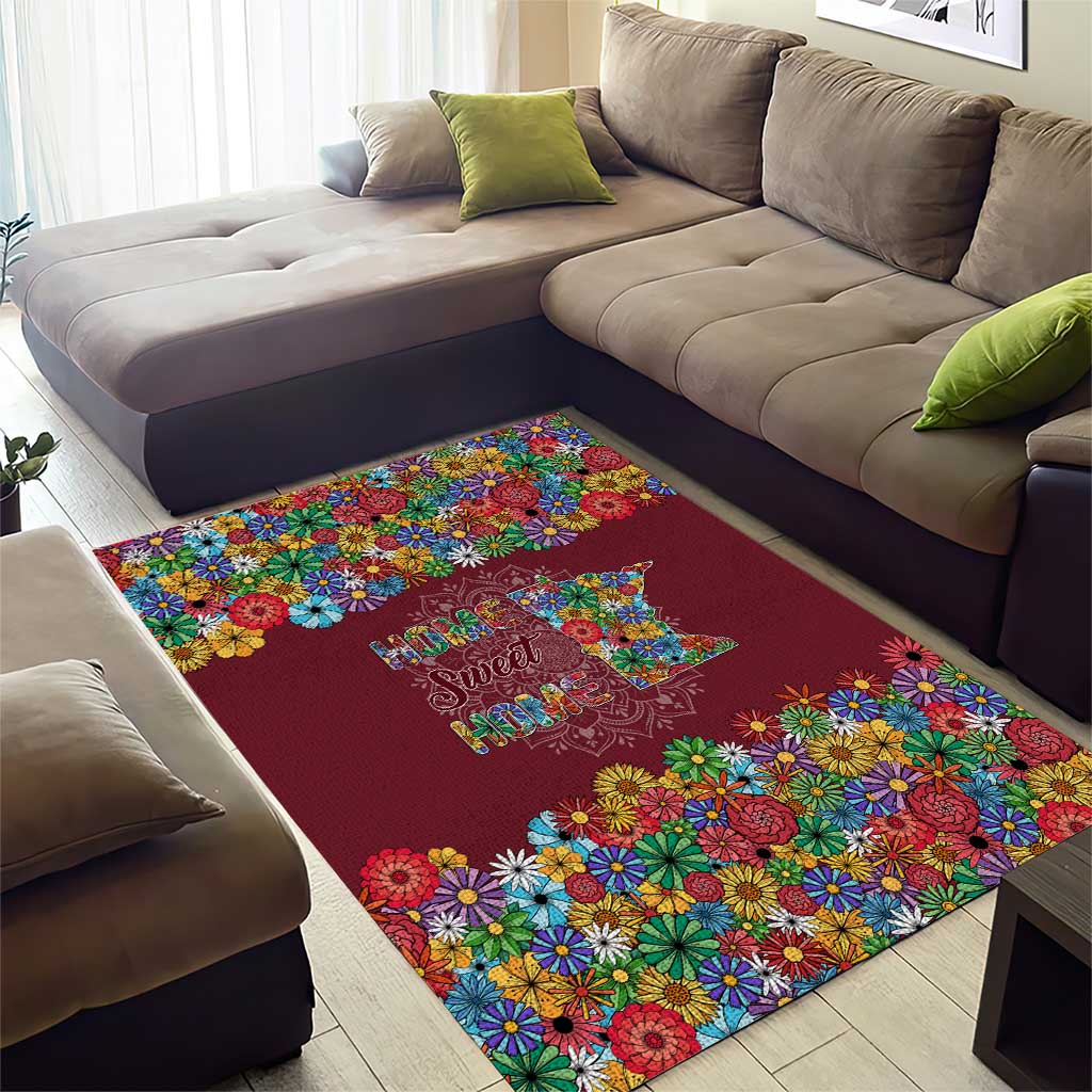 Home Sweet Home Minnesota Flower Christmas Area Rug Xmas Holiday Patterns - Wonder Print Shop