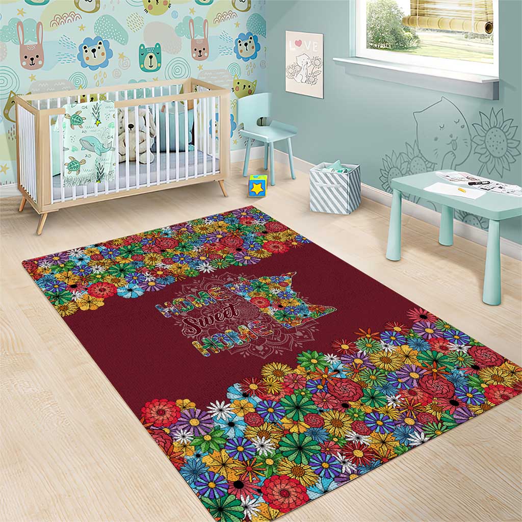 Home Sweet Home Minnesota Flower Christmas Area Rug Xmas Holiday Patterns - Wonder Print Shop