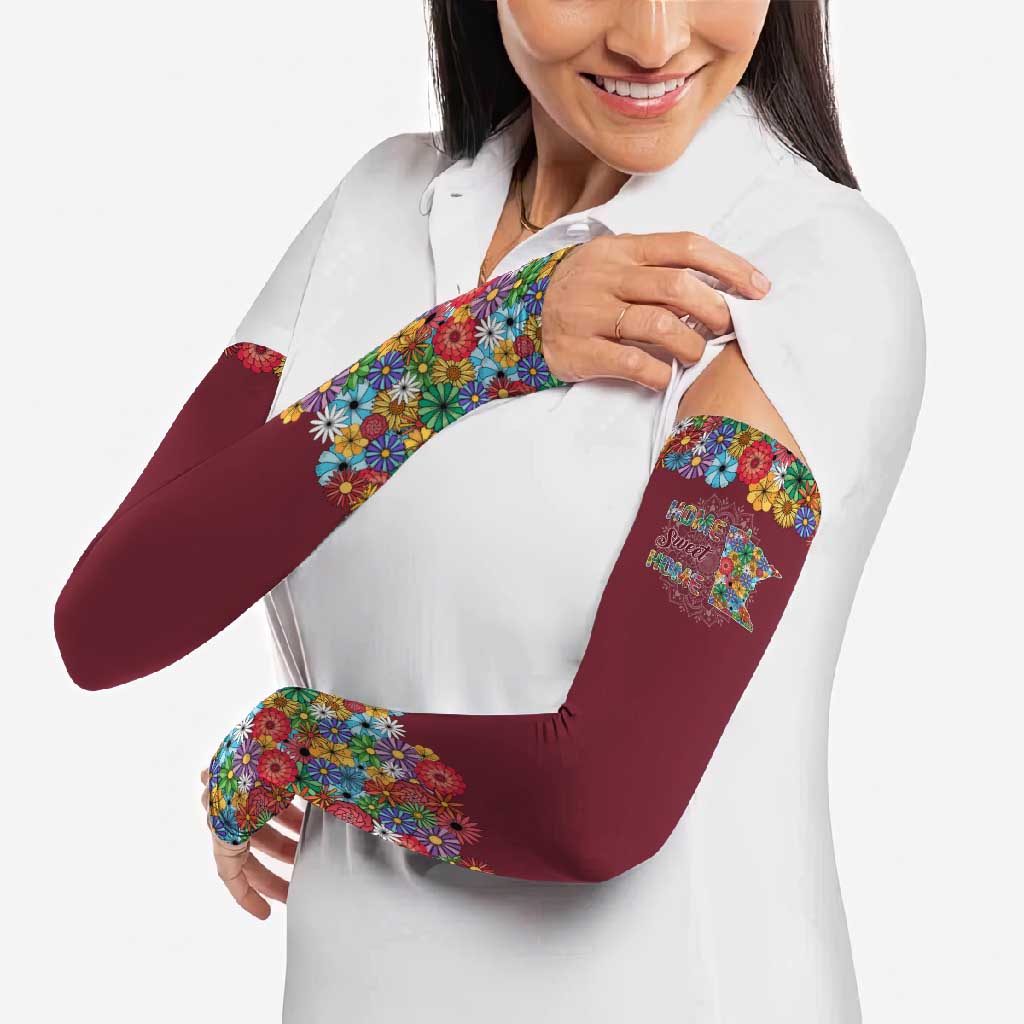 Home Sweet Home Minnesota Flower Christmas Arm Sleeves Xmas Holiday Patterns - Wonder Print Shop