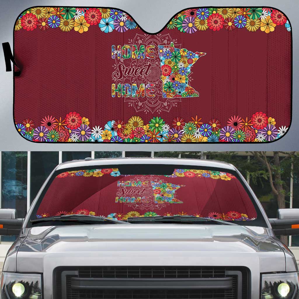 Home Sweet Home Minnesota Flower Christmas Auto Sun Shade Xmas Holiday Patterns - Wonder Print Shop
