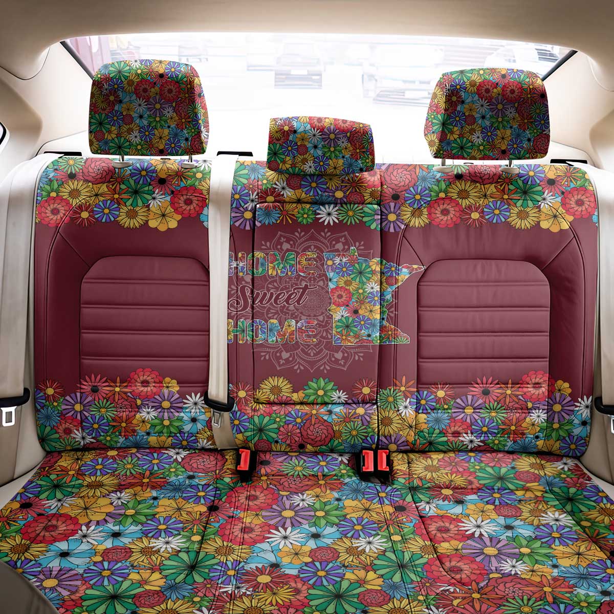 Home Sweet Home Minnesota Flower Christmas Back Car Seat Cover Xmas Holiday Patterns - Wonder Print Shop