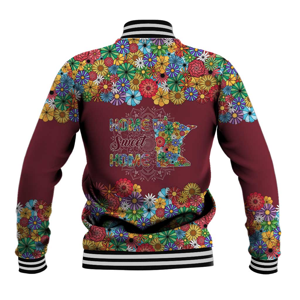 Home Sweet Home Minnesota Flower Christmas Baseball Jacket Xmas Holiday Patterns - Wonder Print Shop
