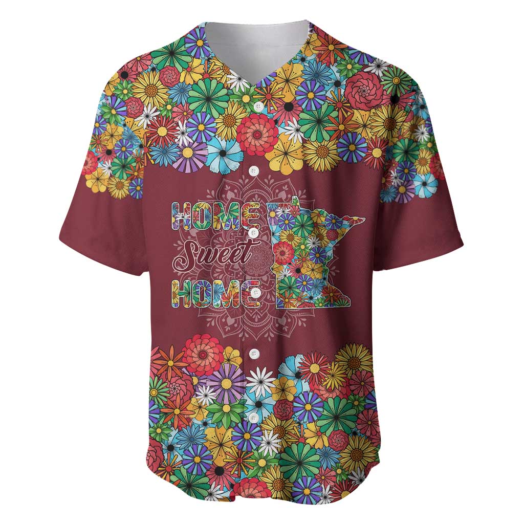 Home Sweet Home Minnesota Flower Christmas Baseball Jersey Xmas Holiday Patterns - Wonder Print Shop