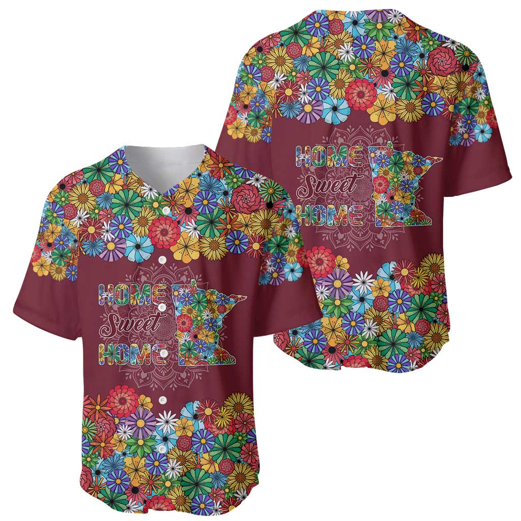 Home Sweet Home Minnesota Flower Christmas Baseball Jersey Xmas Holiday Patterns - Wonder Print Shop
