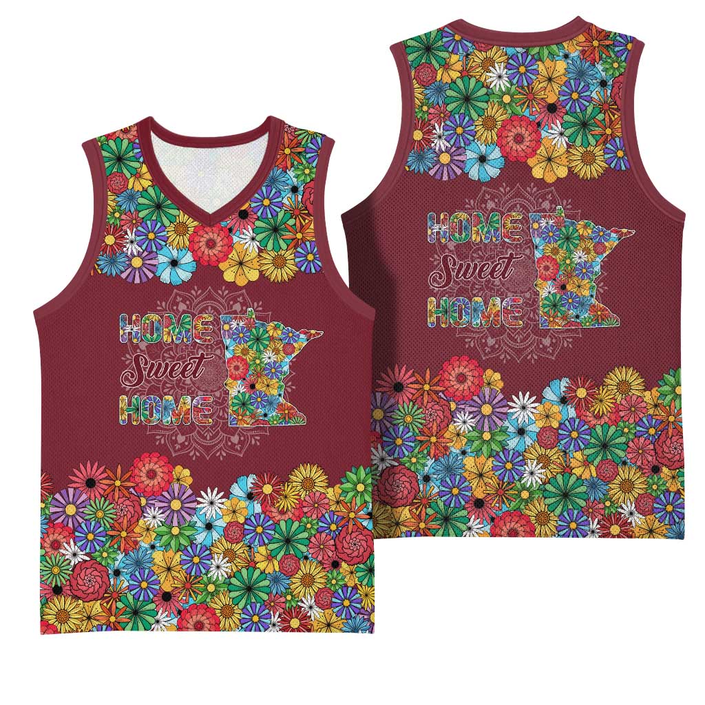 Home Sweet Home Minnesota Flower Christmas Basketball Jersey Xmas Holiday Patterns - Wonder Print Shop