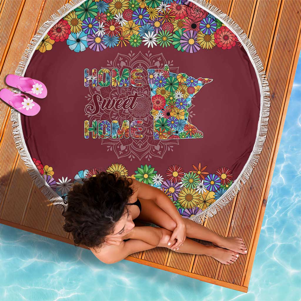 Home Sweet Home Minnesota Flower Christmas Beach Blanket Xmas Holiday Patterns - Wonder Print Shop