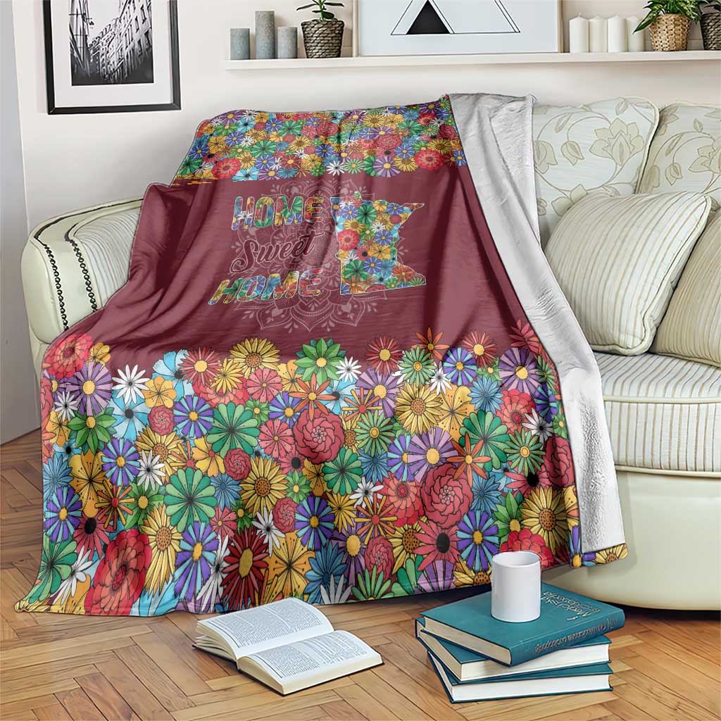 Home Sweet Home Minnesota Flower Christmas Blanket Xmas Holiday Patterns - Wonder Print Shop