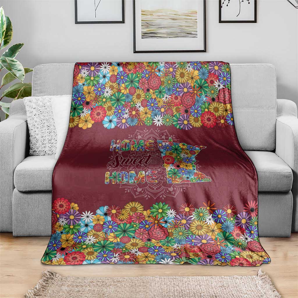 Home Sweet Home Minnesota Flower Christmas Blanket Xmas Holiday Patterns - Wonder Print Shop
