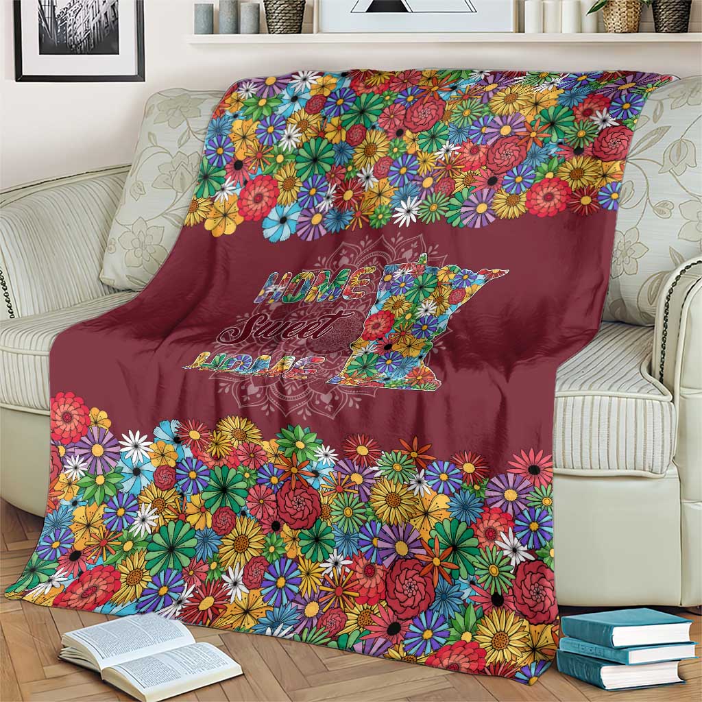 Home Sweet Home Minnesota Flower Christmas Blanket Xmas Holiday Patterns - Wonder Print Shop