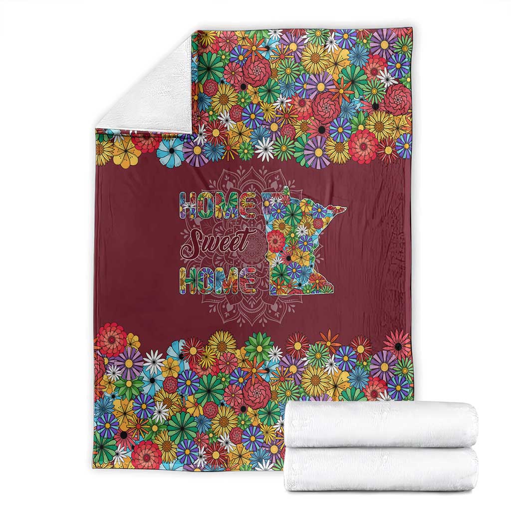 Home Sweet Home Minnesota Flower Christmas Blanket Xmas Holiday Patterns - Wonder Print Shop