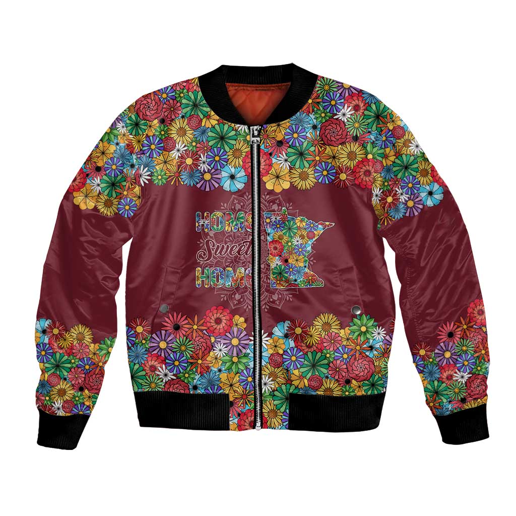 Home Sweet Home Minnesota Flower Christmas Bomber Jacket Xmas Holiday Patterns - Wonder Print Shop