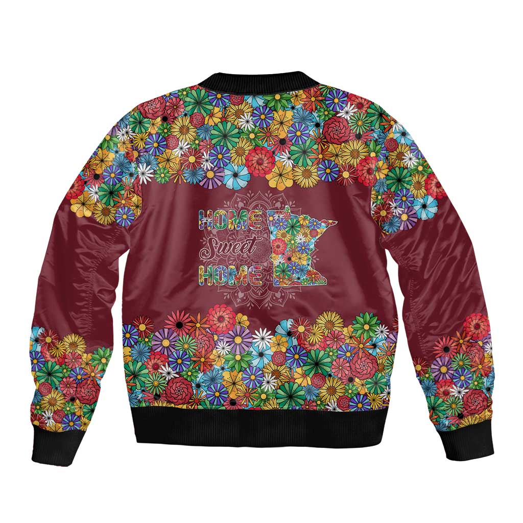 Home Sweet Home Minnesota Flower Christmas Bomber Jacket Xmas Holiday Patterns - Wonder Print Shop