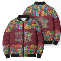 Home Sweet Home Minnesota Flower Christmas Bomber Puffer Jacket Xmas Holiday Patterns - Wonder Print Shop