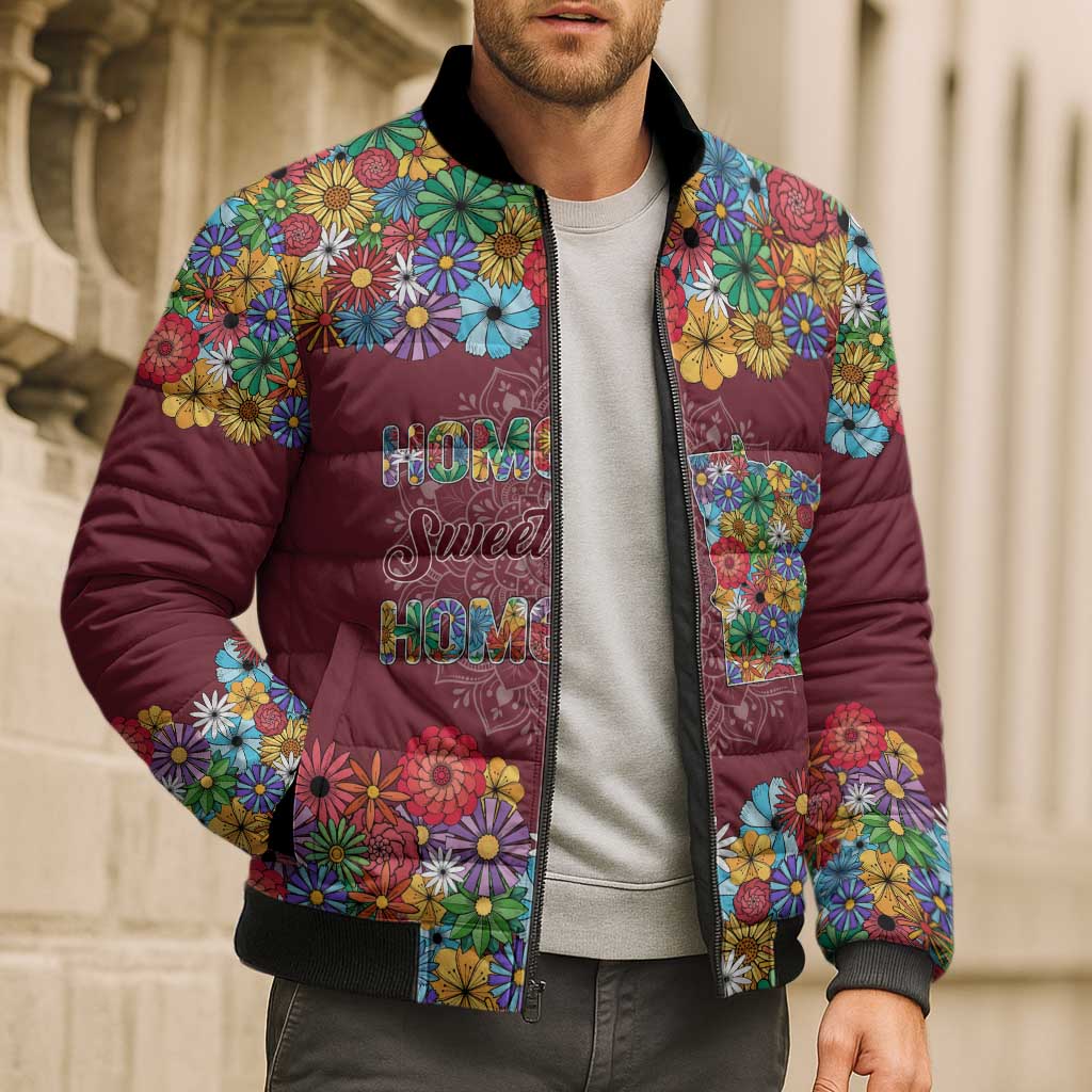 Home Sweet Home Minnesota Flower Christmas Bomber Puffer Jacket Xmas Holiday Patterns - Wonder Print Shop