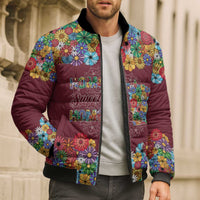 Home Sweet Home Minnesota Flower Christmas Bomber Puffer Jacket Xmas Holiday Patterns - Wonder Print Shop