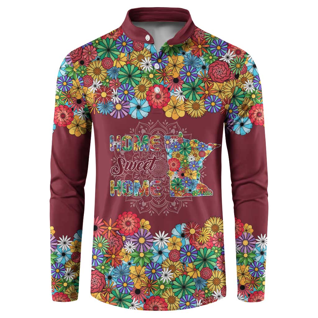 Home Sweet Home Minnesota Flower Christmas Button Sweatshirt Xmas Holiday Patterns - Wonder Print Shop