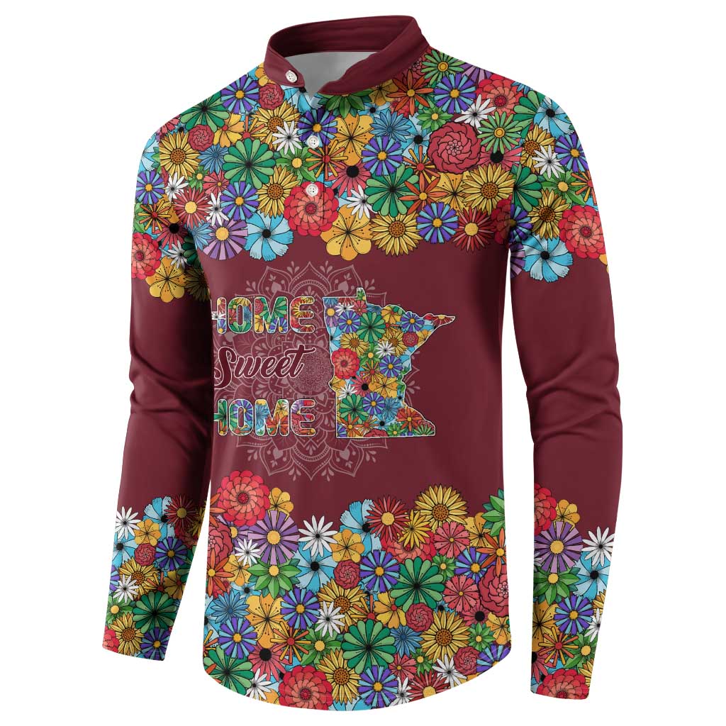 Home Sweet Home Minnesota Flower Christmas Button Sweatshirt Xmas Holiday Patterns - Wonder Print Shop