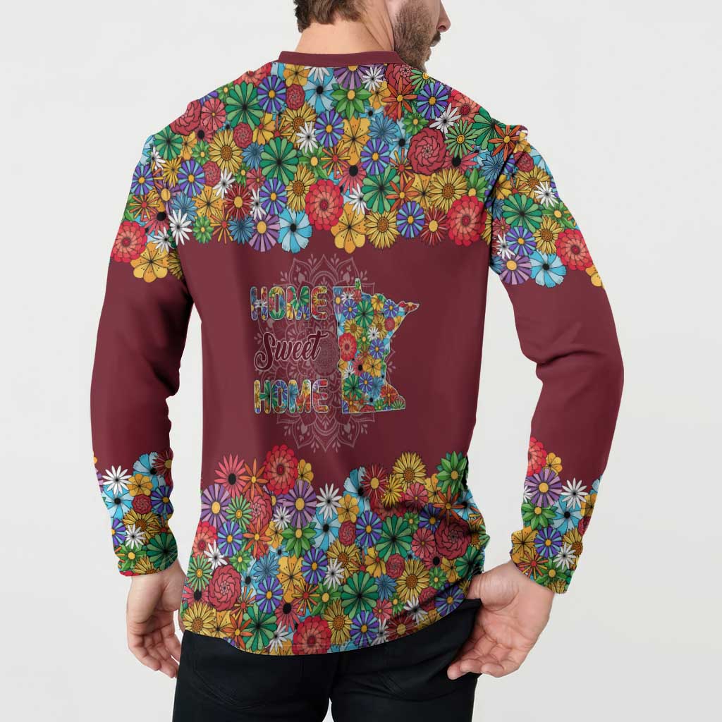 Home Sweet Home Minnesota Flower Christmas Button Sweatshirt Xmas Holiday Patterns - Wonder Print Shop