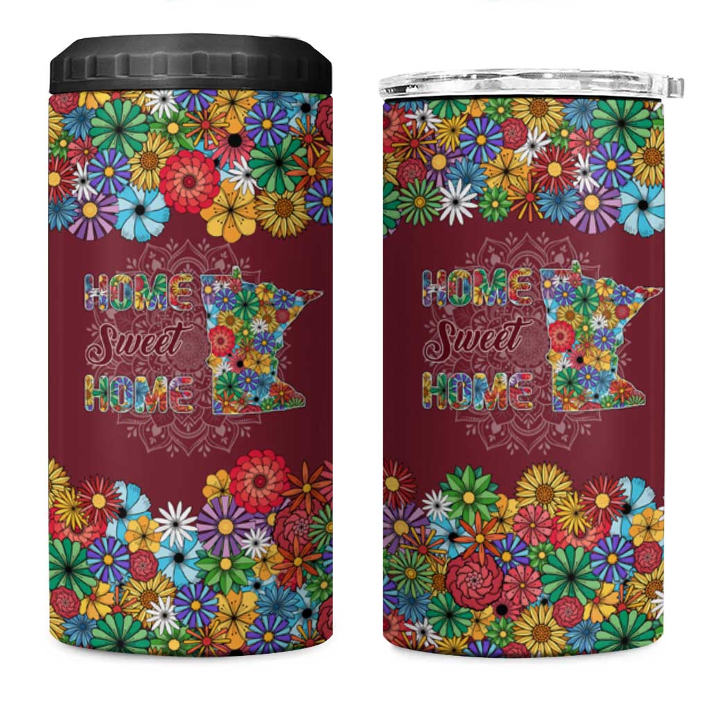 Home Sweet Home Minnesota Flower Christmas 4 in 1 Can Cooler Tumbler Xmas Holiday Patterns - Wonder Print Shop